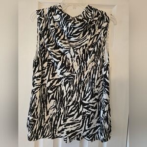 Rachel Zoe, Size L, Black and White Sleeveless Cowl Neck Top